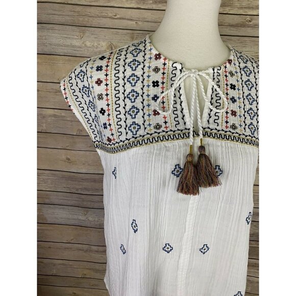 Rachel Zoe NWT Medium Peasant Top Embroidered Boho - Picture 2 of 11